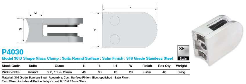 Glass Clamp - Model 30 D